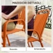 SET 4 SEDIE DA GIARDINO SEDIE DA ESTERNO IMPILABILI 56X66X91 CM ARANCIONE