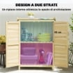 ARMADIO DA GIARDINO IN LEGNO CON PIANO IN ACCIAIO, RIPIANI E GANCI, 71.5X39X95 CM