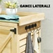 ARMADIO DA GIARDINO IN LEGNO CON PIANO IN ACCIAIO, RIPIANI E GANCI, 71.5X39X95 CM