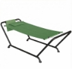 AMACA DA GIARDINO CON SUPPORTO, TASCA LATERALE E POGGIATESTA, IN METALLO E POLIESTERE, 237X90X92 CM, VERDE SCURO