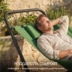 AMACA DA GIARDINO CON SUPPORTO, TASCA LATERALE E POGGIATESTA, IN METALLO E POLIESTERE, 237X90X92 CM, VERDE SCURO
