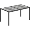 Tavolo da Giardino 4-6 Persone con Piano Effetto Legno, in Acciaio e Plastica, 150x80x74 cm, Grigio e Nero