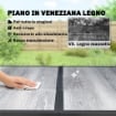 Tavolo da Giardino 4-6 Persone con Piano Effetto Legno, in Acciaio e Plastica, 150x80x74 cm, Grigio e Nero
