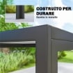 Tavolo da Giardino 4-6 Persone con Piano Effetto Legno, in Acciaio e Plastica, 150x80x74 cm, Grigio e Nero