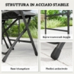 Set Tavolo Regolabile e 4 Sedie da Giardino Pieghevoli in HDPE Effetto Legno, Grigio Scuro