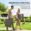 Set Tavolo Regolabile e 4 Sedie da Giardino Pieghevoli in HDPE Effetto Legno, Grigio Scuro