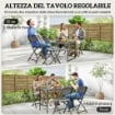 Set Tavolo Regolabile e 4 Sedie da Giardino Pieghevoli in HDPE Effetto Legno, Grigio Scuro
