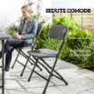 Set Tavolo Regolabile e 4 Sedie da Giardino Pieghevoli in HDPE Effetto Legno, Grigio Scuro