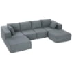 DIVANO MODULABILE AD ANGOLO IN TESSUTO EFFETTO VELLUTO CON CUSCINI, 294X165X70 CM, GRIGIO SCURO