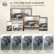 DIVANO MODULABILE AD ANGOLO IN TESSUTO EFFETTO VELLUTO CON CUSCINI, 294X165X70 CM, GRIGIO SCURO