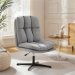 SEDIA DA SALOTTO GIREVOLE IN TESSUTO EFFETTO LINO E METALLO, 63X75X92-102 CM, GRIGIO CHIARO