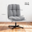 SEDIA DA SALOTTO GIREVOLE IN TESSUTO EFFETTO LINO E METALLO, 63X75X92-102 CM, GRIGIO CHIARO
