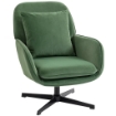 POLTRONA DA SALOTTO GIREVOLE CON CUSCINO LOMBARE E RIVESTIMENTO IN TESSUTO EFFETTO VELLUTO, VERDE