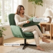 POLTRONA DA SALOTTO GIREVOLE CON CUSCINO LOMBARE E RIVESTIMENTO IN TESSUTO EFFETTO VELLUTO, VERDE