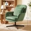 POLTRONA DA SALOTTO GIREVOLE CON CUSCINO LOMBARE E RIVESTIMENTO IN TESSUTO EFFETTO VELLUTO, VERDE