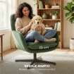 POLTRONA DA SALOTTO GIREVOLE CON CUSCINO LOMBARE E RIVESTIMENTO IN TESSUTO EFFETTO VELLUTO, VERDE