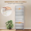 Credenza Cucina Alta 180cm, Mobile Dispensa con Ante Soft-Close, Ripiano Aperto, 2 Armadietti, Ripiani Regolabili, Mobile Cucina Moderno per Sala da Pranzo Soggiorno, Bianco Lucido