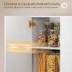 Credenza Cucina Alta 180cm, Mobile Dispensa con Ante Soft-Close, Ripiano Aperto, 2 Armadietti, Ripiani Regolabili, Mobile Cucina Moderno per Sala da Pranzo Soggiorno, Bianco Lucido