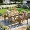 Set da Pranzo da Giardino 5 Pezzi, Tavolo e Sedie per 4 Persone, Teak