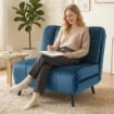 Poltrona Letto Pieghevole Trasformabile con Schienale Regolabile, Blu