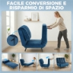 Poltrona Letto Pieghevole Trasformabile con Schienale Regolabile, Blu