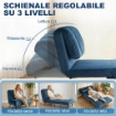 Poltrona Letto Pieghevole Trasformabile con Schienale Regolabile, Blu