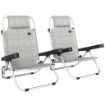 SET 2 SEDIE A SDRAIO PIEGHEVOLI E RECLINABILI SU 4 POSIZIONI CON POGGIATESTA, IN ALLUMINIO, 62X61X80 CM, GRIGIO