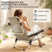 SET 2 SEDIE A SDRAIO PIEGHEVOLI E RECLINABILI SU 4 POSIZIONI CON POGGIATESTA, IN ALLUMINIO, 62X61X80 CM, GRIGIO