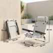 SET 2 SEDIE A SDRAIO PIEGHEVOLI E RECLINABILI SU 4 POSIZIONI CON POGGIATESTA, IN ALLUMINIO, 62X61X80 CM, GRIGIO