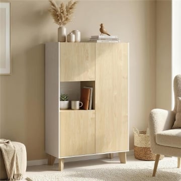 Credenza da cucina con 6 scomparti e ante soft close, Bianco
