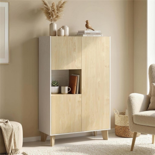 Credenza da cucina con 6 scomparti e ante soft close, Bianco