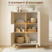 Credenza da cucina con 6 scomparti e ante soft close, Bianco
