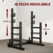 PORTA BILANCIERE REGOLABILE A 2 LIVELLI CON PORTA DISCHI, IN ACCIAIO, 110X91X145 CM, NERO