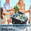 Carrello Frigo 76L con Ripiano, Apribottiglie e Raccoglitore Tappi, in Plastica e Acciaio, 91x39x84.5 cm, Nero