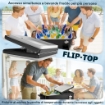 Carrello Frigo 76L con Ripiano, Apribottiglie e Raccoglitore Tappi, in Plastica e Acciaio, 91x39x84.5 cm, Nero
