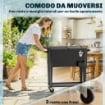 Carrello Frigo 76L con Ripiano, Apribottiglie e Raccoglitore Tappi, in Plastica e Acciaio, 91x39x84.5 cm, Nero