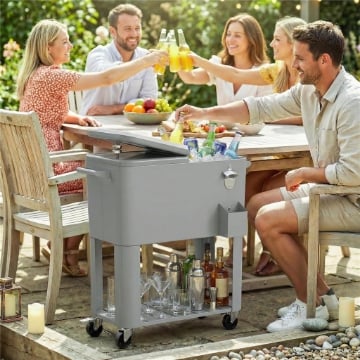 Frigo portatile 76 L con ruote e apribottiglie, 92x39x81 cm, Argento