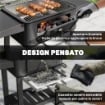 BARBECUE A CARBONE, AFFUMICATORE PORTATILE CON VENTILAZIONE, TERMOMETRO E MENSOLE LATERALI, NERO