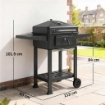 BARBECUE A CARBONE, AFFUMICATORE PORTATILE CON VENTILAZIONE, TERMOMETRO E MENSOLE LATERALI, NERO