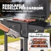 BARBECUE A CARBONE, AFFUMICATORE PORTATILE CON VENTILAZIONE, TERMOMETRO E MENSOLE LATERALI, NERO