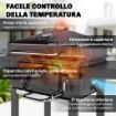 BARBECUE A CARBONE, AFFUMICATORE PORTATILE CON VENTILAZIONE, TERMOMETRO E MENSOLE LATERALI, NERO