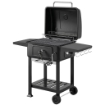 BARBECUE A CARBONE, GRIGLIA SMOKER CON RUOTE PER USO ESTERNO, NERO
