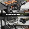 BARBECUE A CARBONE, GRIGLIA SMOKER CON RUOTE PER USO ESTERNO, NERO