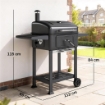 BARBECUE A CARBONE, GRIGLIA SMOKER CON RUOTE PER USO ESTERNO, NERO