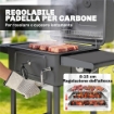 BARBECUE A CARBONE, GRIGLIA SMOKER CON RUOTE PER USO ESTERNO, NERO