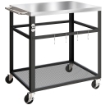 Carrello per Barbecue con Piano in Acciaio Inox, 4 Ganci a S, Maniglia e Apribottiglie, 82x55x79 cm, Nero