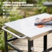 Carrello per Barbecue con Piano in Acciaio Inox, 4 Ganci a S, Maniglia e Apribottiglie, 82x55x79 cm, Nero