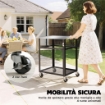 Carrello per Barbecue con Piano in Acciaio Inox, 4 Ganci a S, Maniglia e Apribottiglie, 82x55x79 cm, Nero