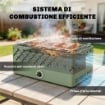 BARBECUE PORTATILE A CARBONE CON VENTILATORE INTEGRATO PER ESTERNI, VERDE CHIARO