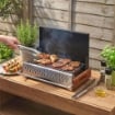 BARBECUE PORTATILE A CARBONE CON VASCHETTA RIMOVIBILE, IN ACCIAIO INOX E METALLO, 50.5X34X33 CM, NERO